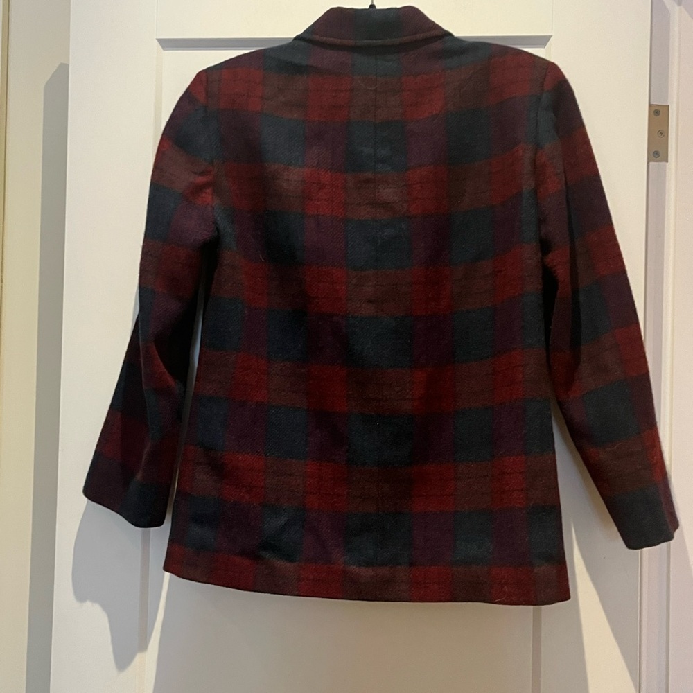 Vintage 💯 Wool Plaid Check Jewel Toned Boxy Fit Blazer - Picture 6 of 9